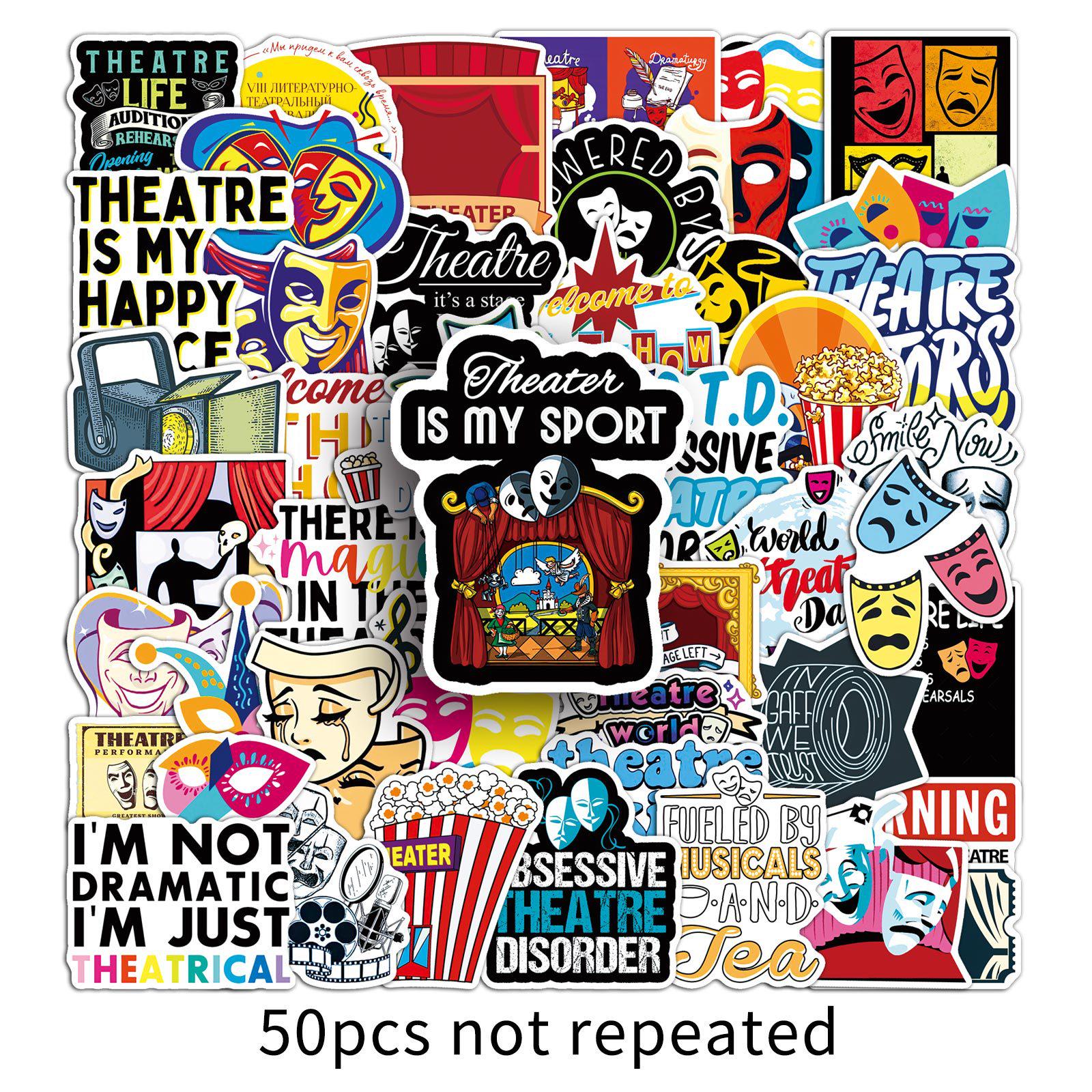 50 Waterproof Drama & Circus Cartoon Graffiti Stickers for Luggage & Diary Decoration