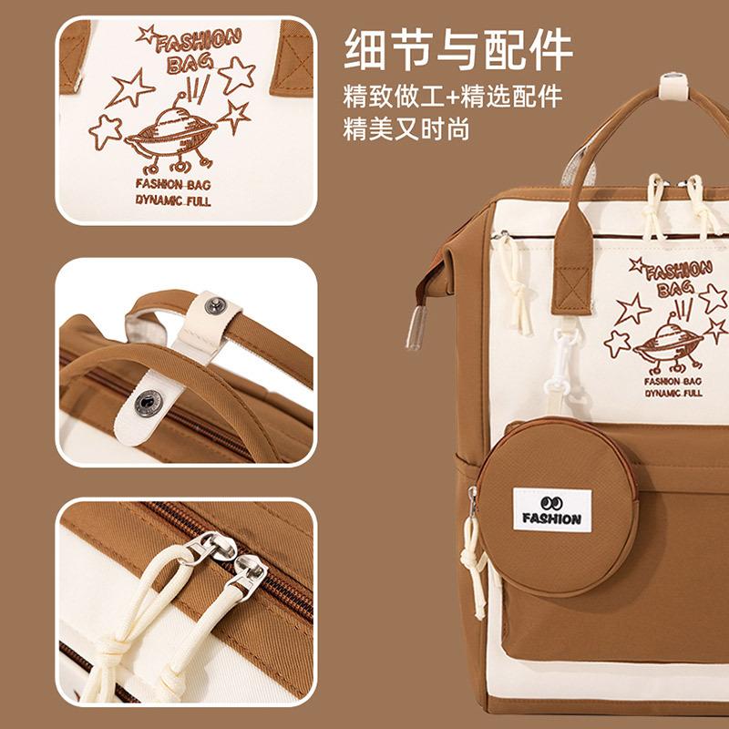 Schoolbag Mommy Bag Maternal and Infant Go Out Lightweight Portable Backpack Large Capacity Mother Multifunctional Canvas Practical Mother and Infant
