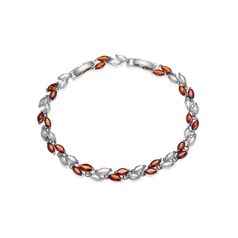 Environmentally Friendly Alloy Inlaid Zircon Small Leaf Electroplating Bracelet Femininity Hand Jewelry