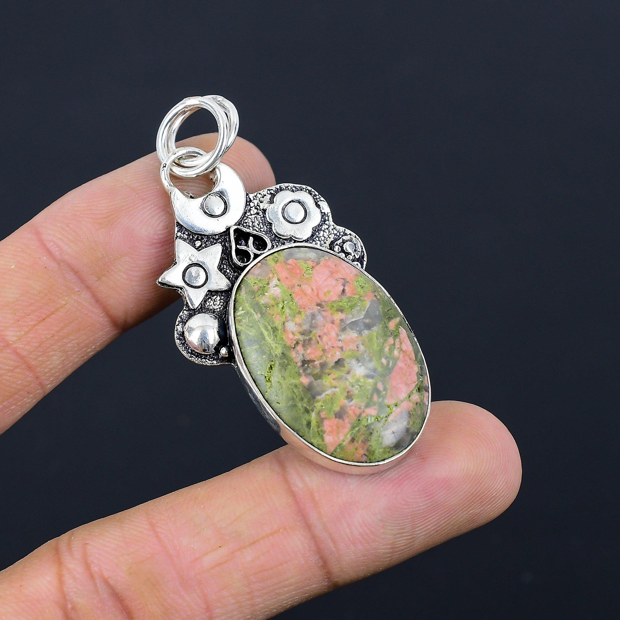 

Easter Deal 925 Sterling Silver Unakite Gemstone Wedding Anniversary New Pendant