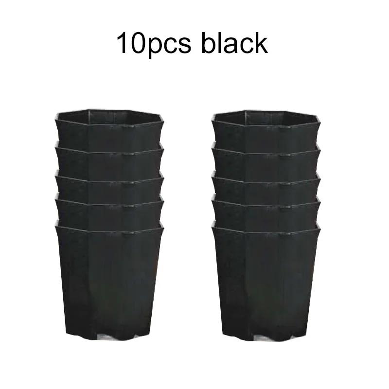 Small Plastic Octagonal Flowerpot, Monochromatic, Seedling Pot, Desktop Succulent Decoration Combination, Breathable, TMZ, 10Pcs