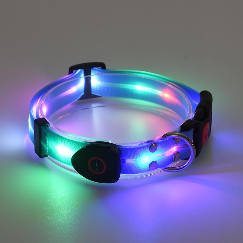 LED Leuchthalsband USB-Aufladung Haustierhalsband mit Licht PVC Geflochtenes Gurtband Hundeleine Leuchtendes Hundehalsband