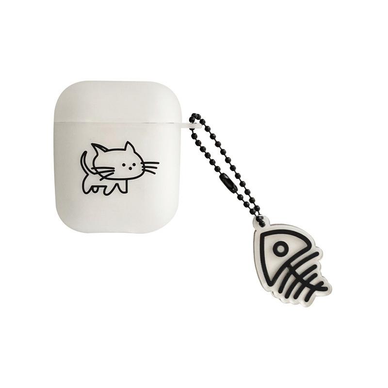 Frosted line cat suitable airpdos1 protective case Apple 1/1st generation Bluetooth wireless earphone case anti-drop soft case