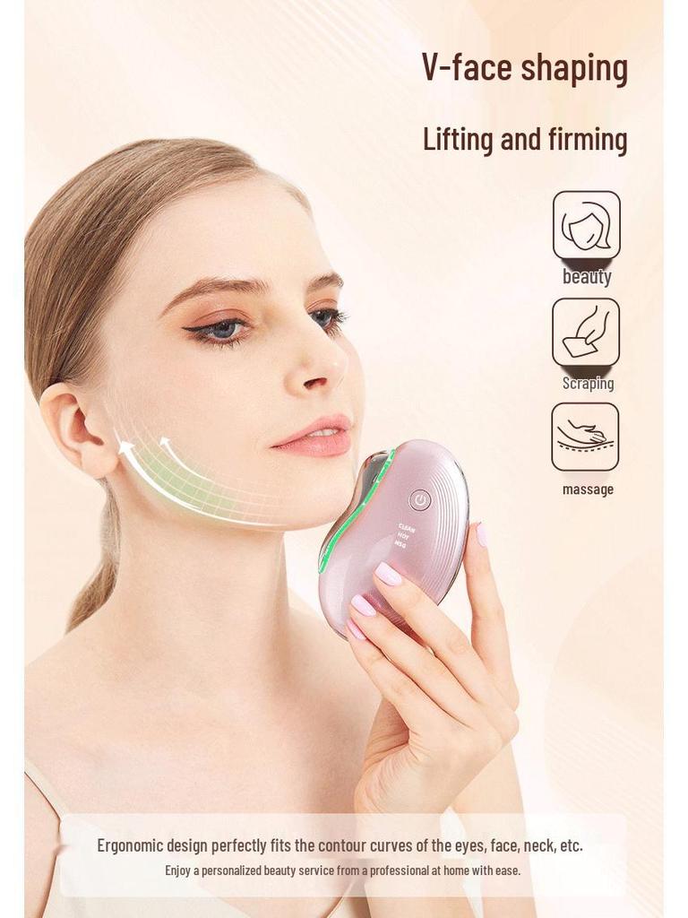 Electric Gua Sha Facial Massager: Microcurrent, Vibration, Heating for Lifting & Firming