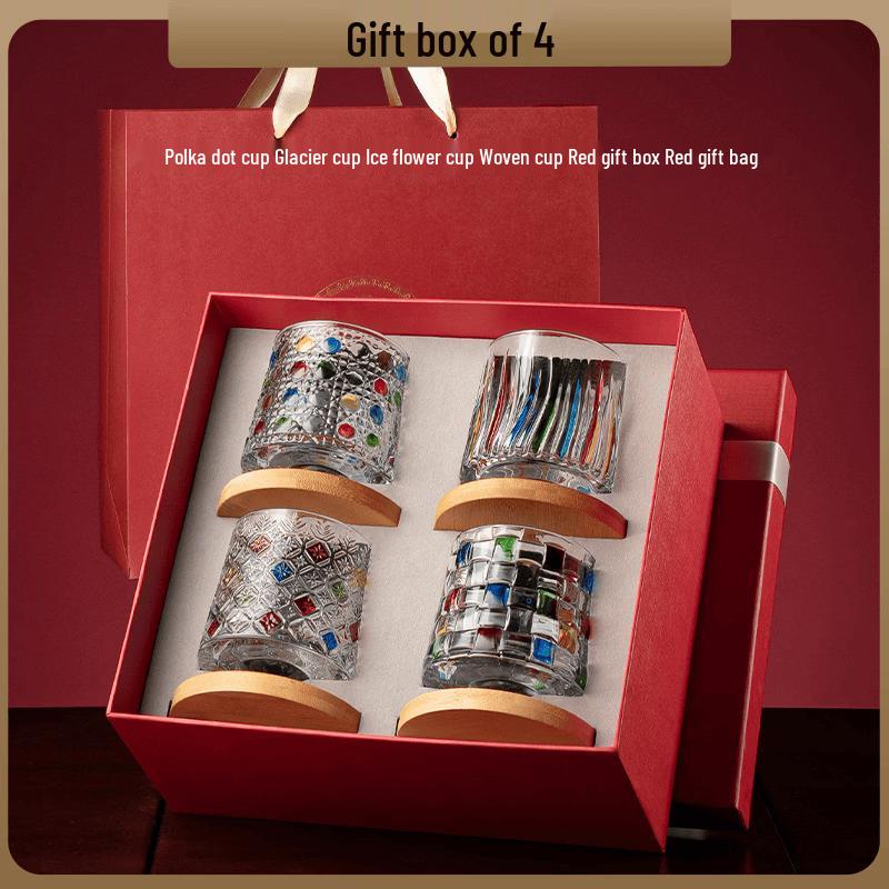 Mingzhan Xuan Hand-Painted Crystal Whiskey Glass Gift Set