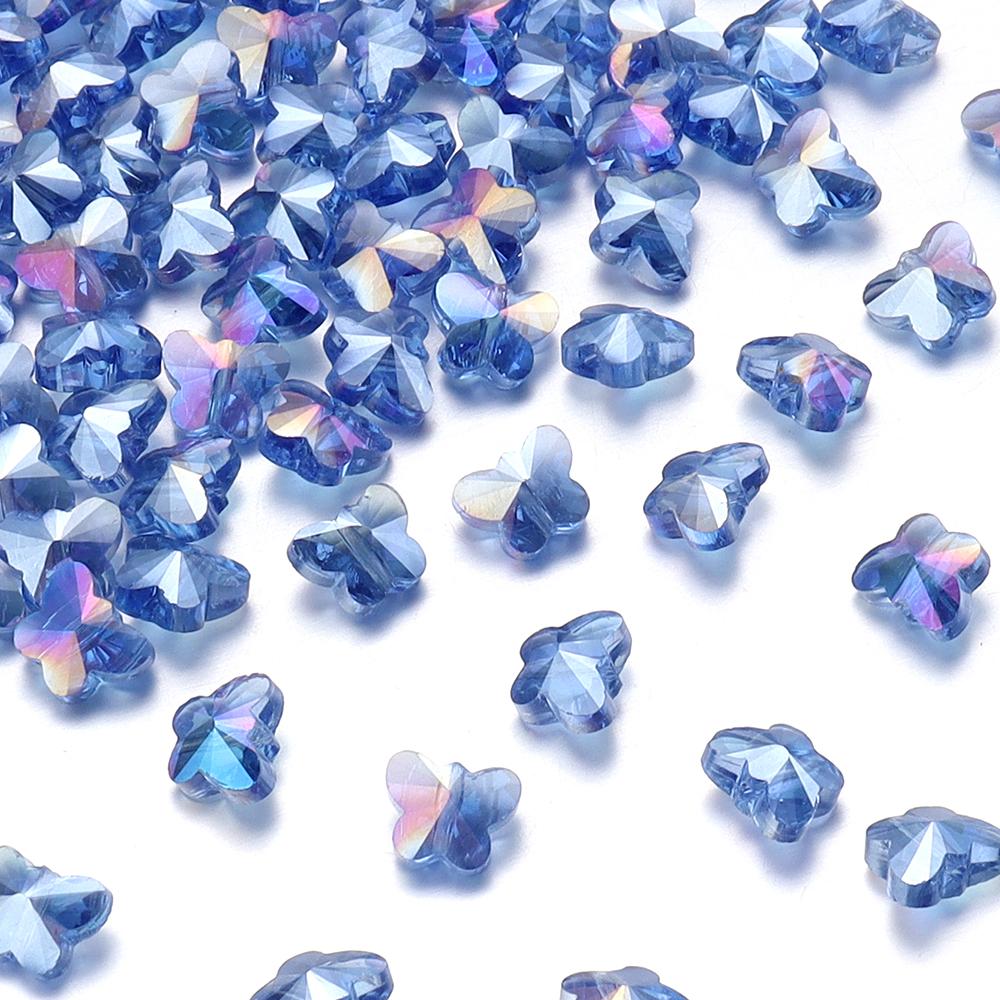 50Pcs/Lot 10×8mm Crystal Beads Transparent Colorful Butterfly Shape Hole Size 1.2mm Loose Beads Diy Jewelry Bracelet Necklace
