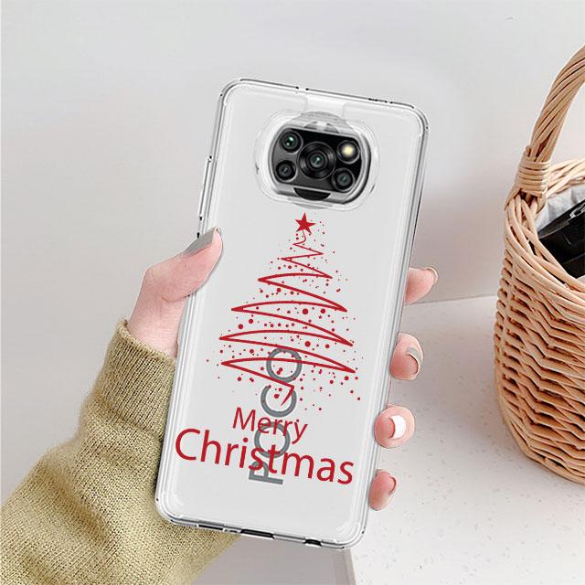 Clear Case For Xiaomi Mi Poco X3 NFC M3 Pro F3 F1 11 Lite 12 Redmi Note 10 9S 8 7 9 Soft Phone Cover Merry Christmas