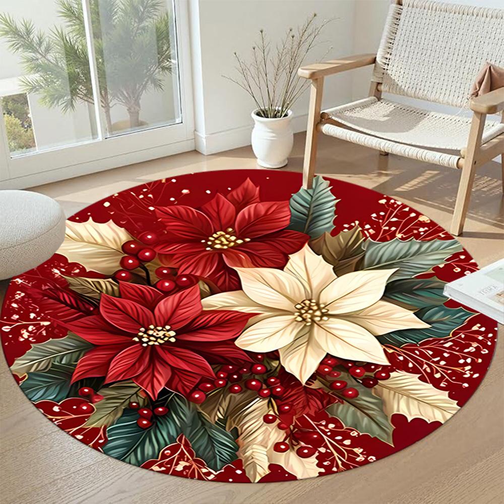 Christmas Round Carpet Perfect for Foyer Outdoor Kitchen Dining Room Anti-slip Round Rug Anime Office Decor Perfect Gift for Friends Family