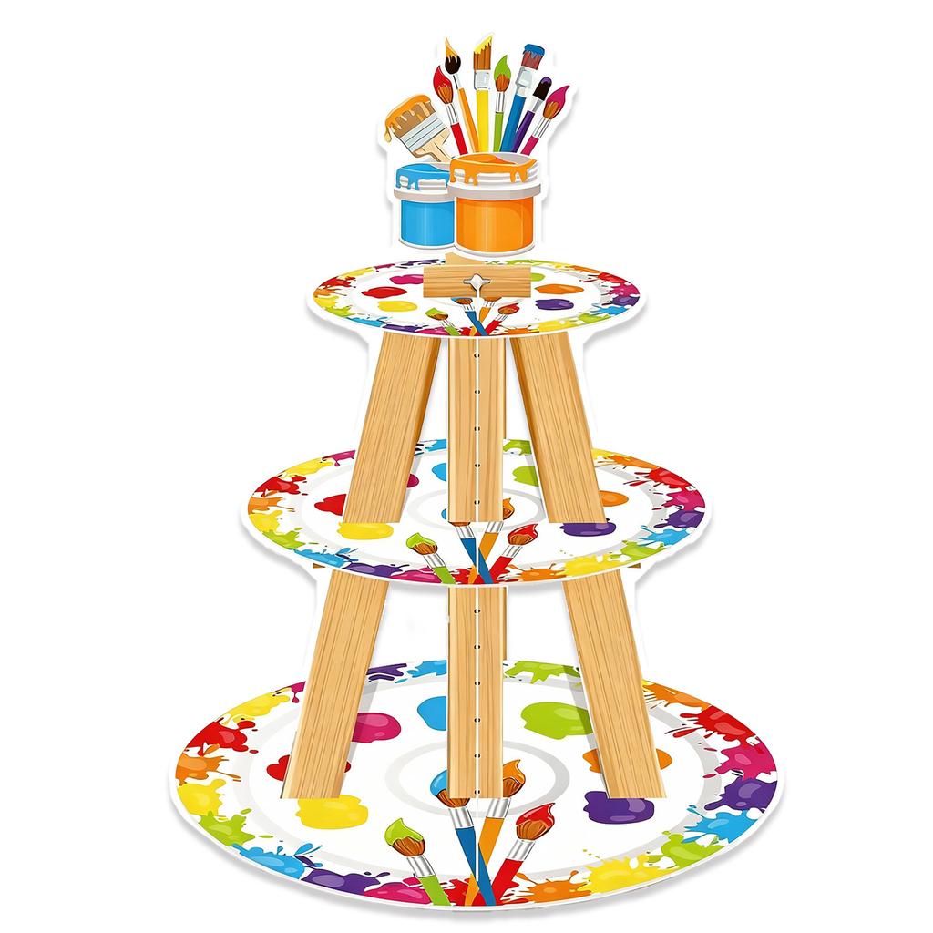 Graffiti Painting Theme Three-Layer Paper Cake Stand Cake Dessert Ornament Party Decorations