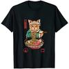 Vintage Anime Cat T Shirts for Men Women Short Sleeve Shirts for Adult Teens Men Clothing Harajuku Anime Clothes