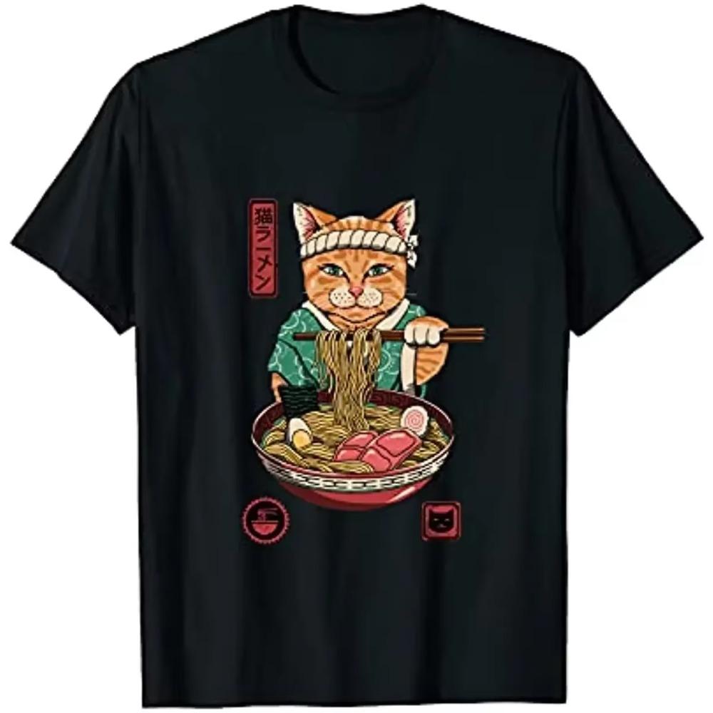 

Vintage Anime Cat T Shirts for Men Women Short Sleeve Shirts for Adult Teens Men Clothing Harajuku Anime Clothes XXXXXL чёрный