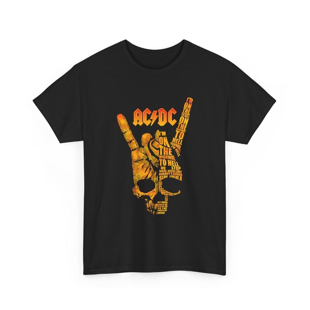 

ACDC Band Logo Unisex Heavy Cotton Tee Shirt, Rock Music Graphic Tshirt Gift, S