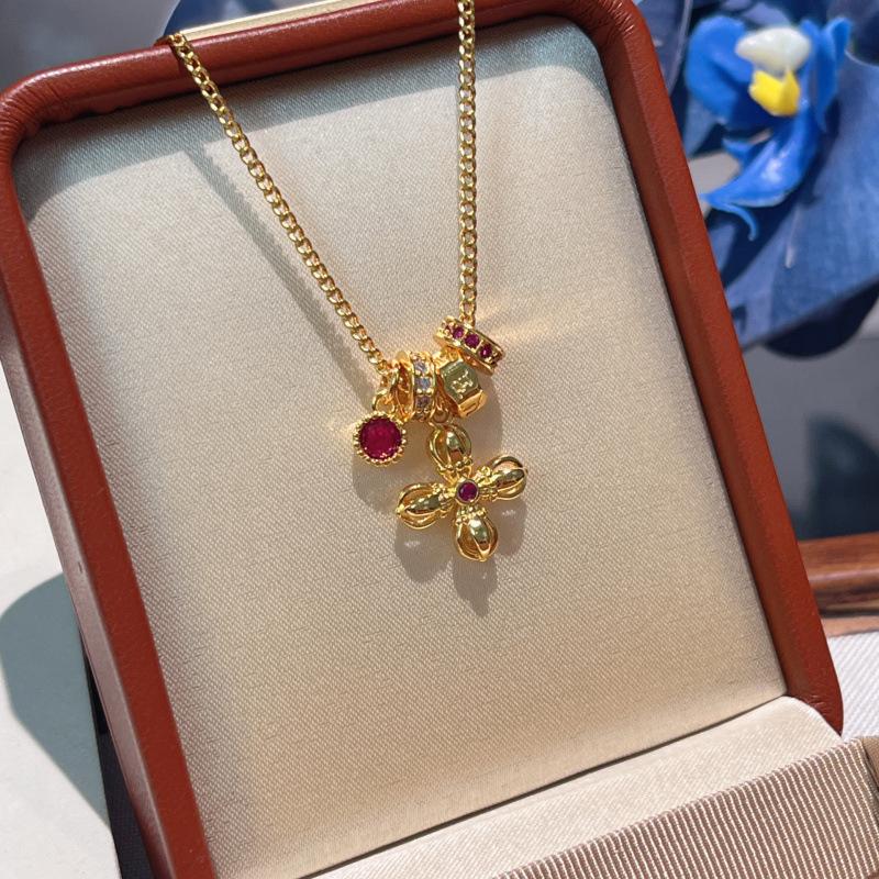 Отдел Красной Шапочки Ваджра Пестик Бегущее Кольцо Ожерелье Женское Легкая Роскошь Премиальное Ощущение Стерлинговое Серебро Крест Ключица Цепочка Универсальное Ожерелье