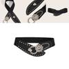 Style Wide Elastic Waist Belt With Alloy Buckle For Casual Dresses And Outerwear