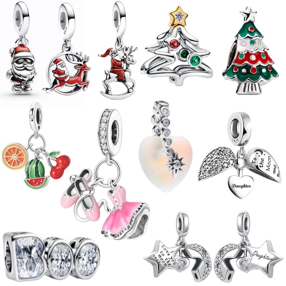 925 Silver,Christmas Tree Beads,Santa Claus Pendant,European Original Bracelet, DIY Accessories,Exquisite Jewelry