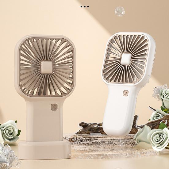 Portable Handheld Fan with Ice Cooling 6 Gear Wind Mini Personal Fans with Detachable Base Lightweight Rechargeable Fan for Office Travel Camping
