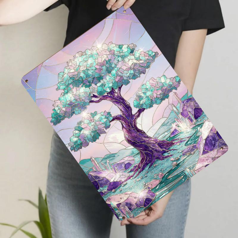 

Crystal Tree Art Metal Wall Decor Modern Minimalist Living RoomHanging Ornament 20x30cm（7.8x11.8inch）