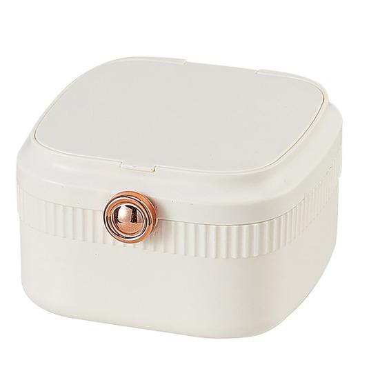 

Ящик для хранения ювелирных изделий, зеркало с несколькими отделениями и двойным слоем для макияжа, пылезащитный, универсальный, серьги, ожерелье, браслет белый