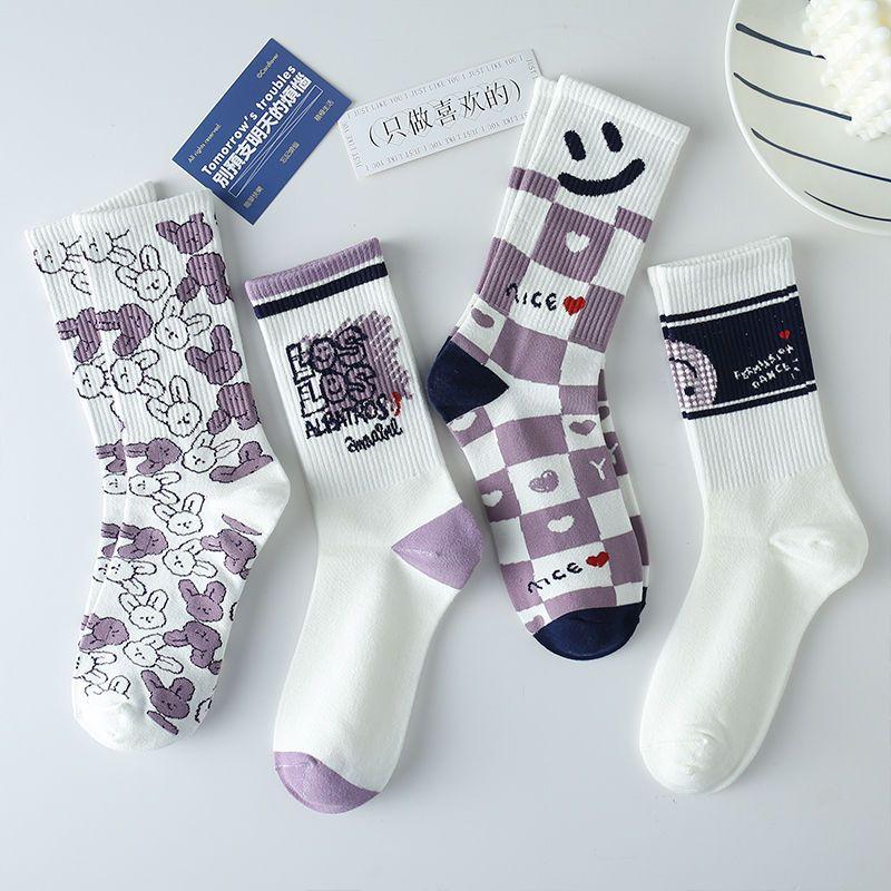 Roliga Herrstrumpor Glada Nya Mode Ins Stil Strumpor För Kvinnor Och Män Hip Hop Harajuku Tecknad Fotboll Bomullsstrumpor