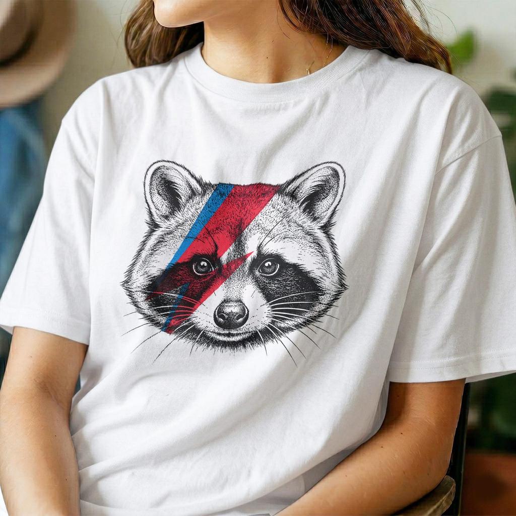 Raccoon Tee David Bowie Ziggy Stardust Lightning Funny Style | Animal Unisex T-Shirt
