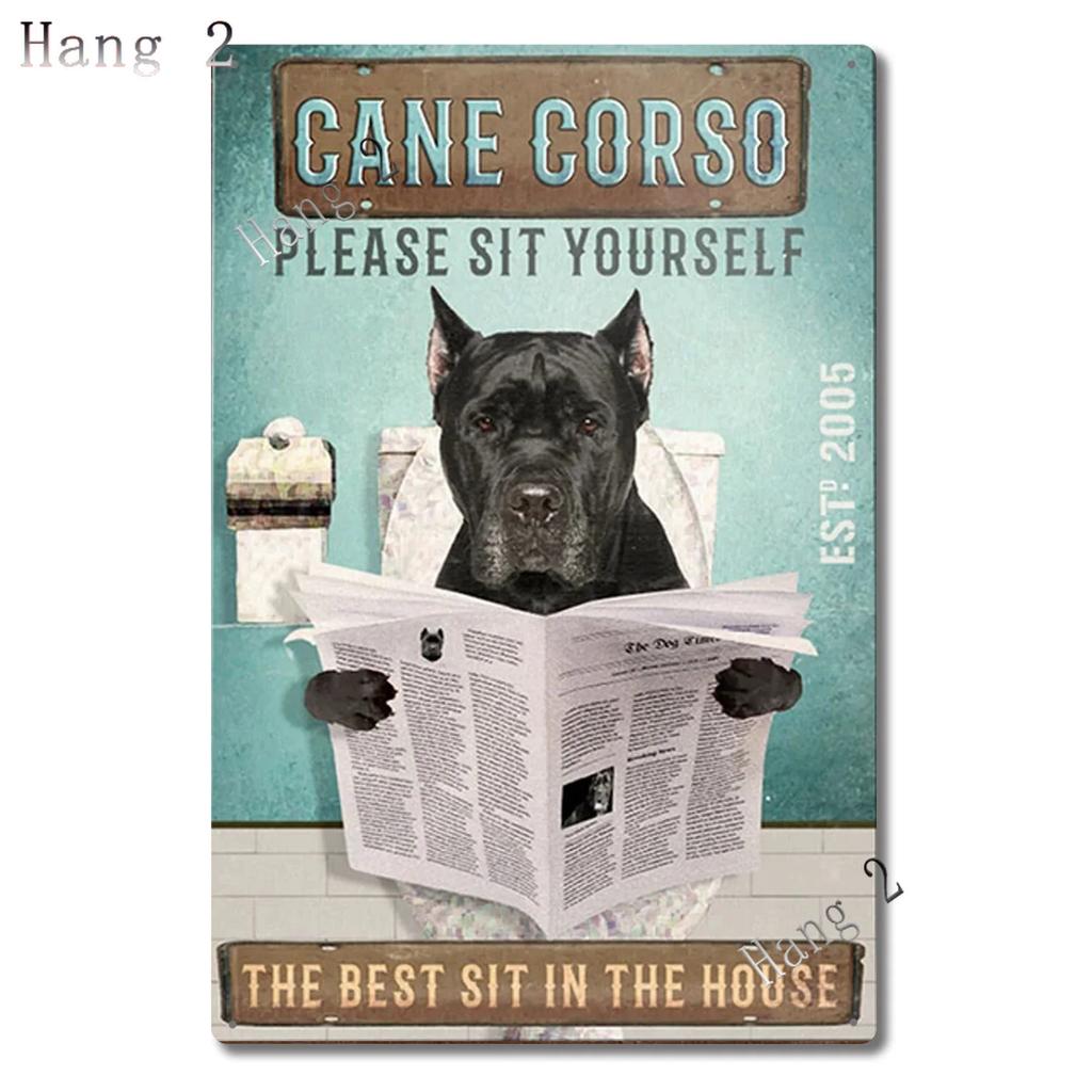 Amantes de Cães Cane Corso Pôster Personalizado do Ano Cão Cane Corso Companhia de Café Decoração de Casa Sinal de Metal para Banheiro Placa de Arte para Casa 8x12 Polegadas