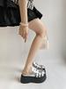 Fashion Female Shoes Womens Slippers Outdoor Cover Toe Platform Fretwork Heels Slides 2025 Summer Silver Rome Scandals Female Shoes Ladi