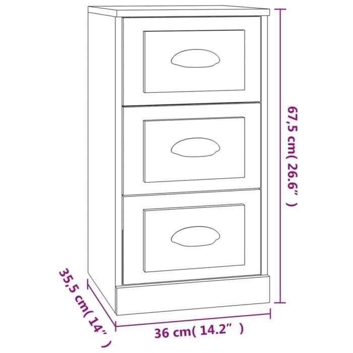 VidaXL Buffet blanc 36x35,5x67,5 cm bois d'ingénierie 816216