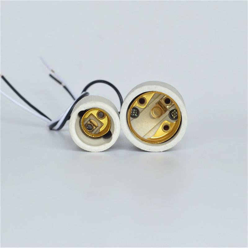 2/5/10/20pcs Pack E14 E27 Ceramic Screw Light Socket,E12 E26 Porcelain Lamp Bulb Holder with Wire for Incandescent Halogen Bulb