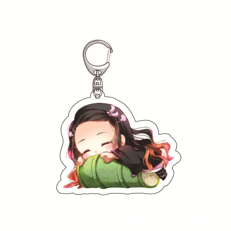 Acrylic Keychain Demon Slayer Anime Tanjiro Nezuko Zenitsu Inosuke Pendant Charm Durable Gift for Fans Collection Cosplay Accessories