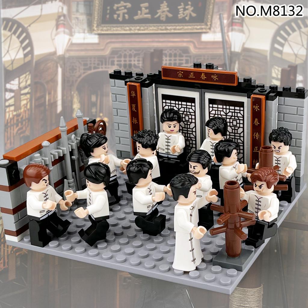 8132 Wushu Halle Wing Chun Kinder Zusammenbauen Kleinteile Baustein Spielzeug Grundplatte Cartoon Figur