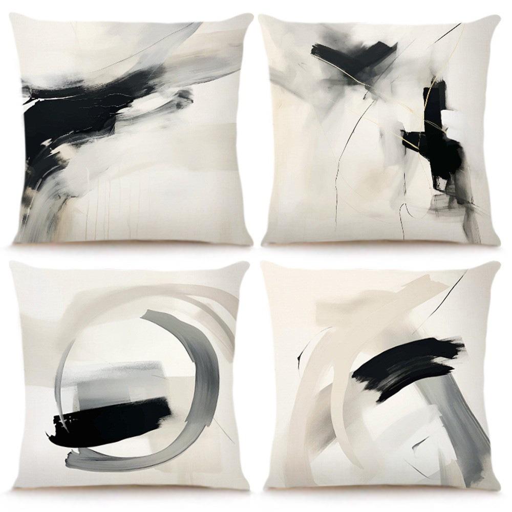 Ink Geometric Print Home Decor Pillowcase Bedroom Living Room Sofa Decoration Polyester Cushion Cover With Zipper