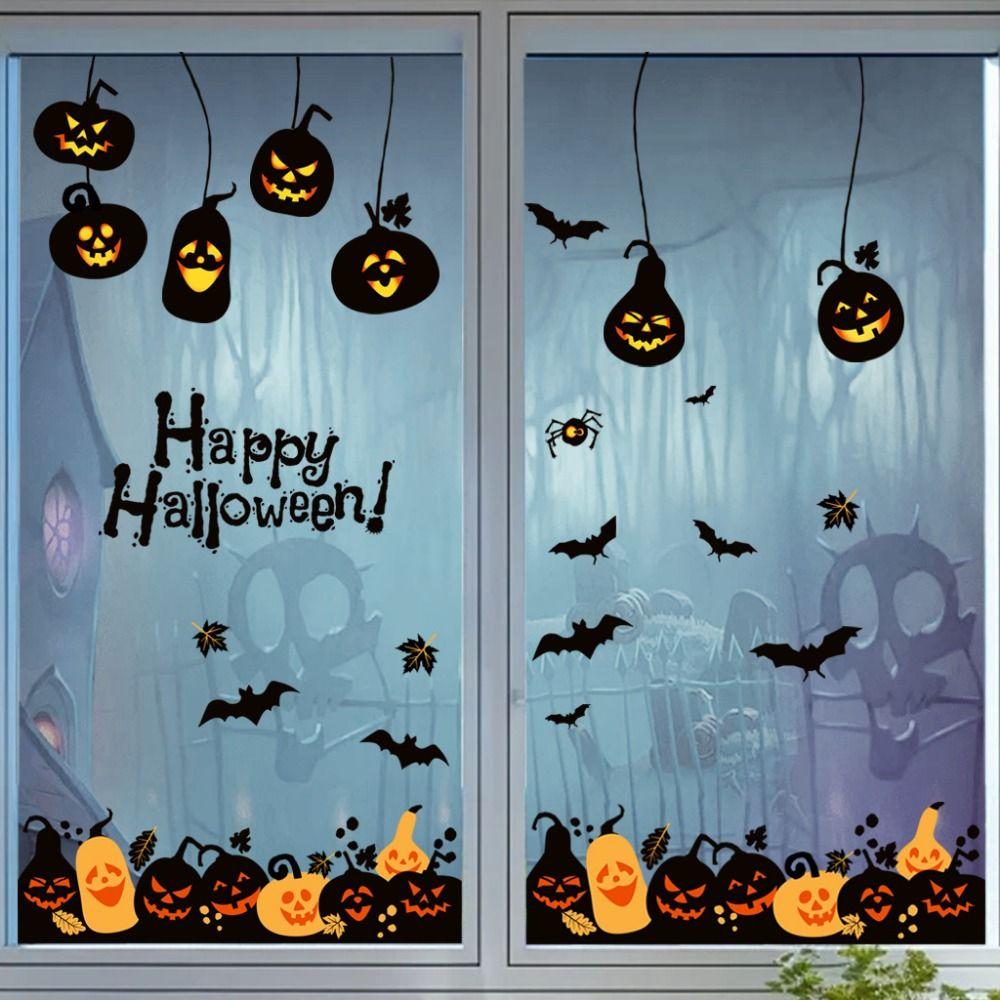 

4Pcs/set Waterproof Halloween Pumpkin Stickers Self-adhesive Halloween Wall Sticker Wall Sticker 4Pcs/set