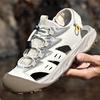 Fashion Solid-color Men's Outdoor Lightweight Breathable Anti-slip and Comfortable Summer Beach Hollowed-out Sandals with Elastic Design
