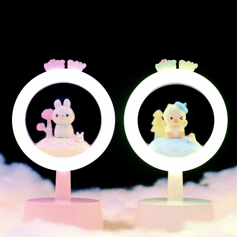 Student Desk USB Touch Night Light - Eye Protection, Cute Pet Design, Milk Star Light, Rechargeable Bedside Lamp