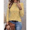 Women's long-sleeved T-shirt for autumn, small floral print, casual street style, round neck pullover, loose fit outdoor T-shirt