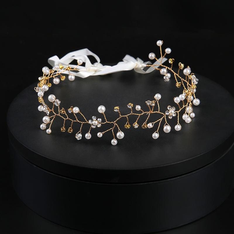 

Свадебный головной убор Кристаллическая повязка на голову Свадебные аксессуары Свадебные аксессуары Шарообразная головная корона Золотая повязка на голову