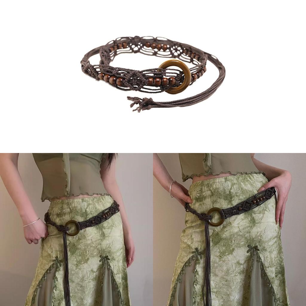 Cintura da vita boho da donna con fibbia automatica per accessori da abito estivo