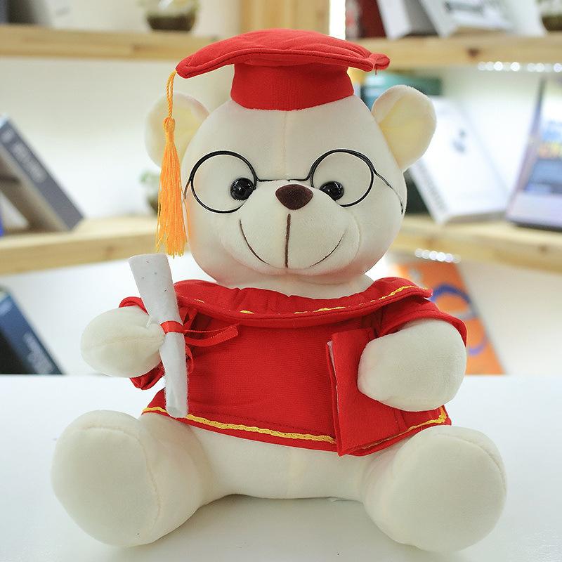 18/23cm Cartoon Lovely Bear Glasses Bear Stuffed Plush Toy Graduation Bear Doll  Kindergarten Gift