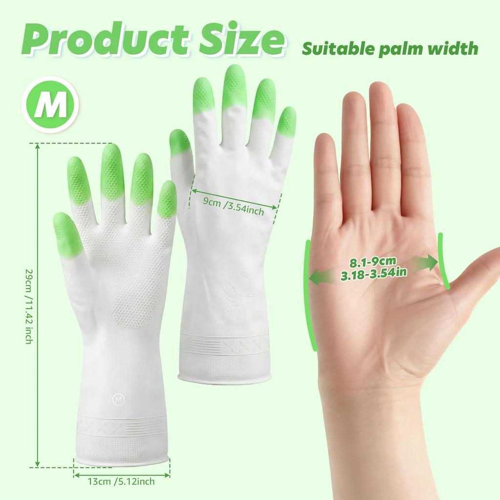 Kitchen Gloves Reusable Household Cleaning Gloves Water Resistant Skin Friendly Kitchen Dishwashing Gloves for Bathroom Cleaning