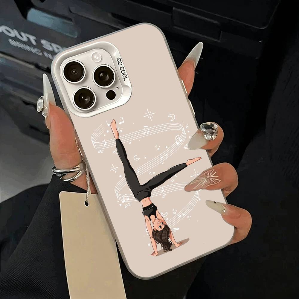 GYM Girl Phone Case For iPhone 11 12 13 14 15 16Pro Max Plus white Sliver  Phone Cover iPhone12