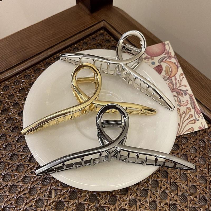 New Extra Large Metal Hair Claw Glossy Grab Clip Ponytail Clip Alloy Cross Hair Clip Fashion Hair Accessories Hair Pin