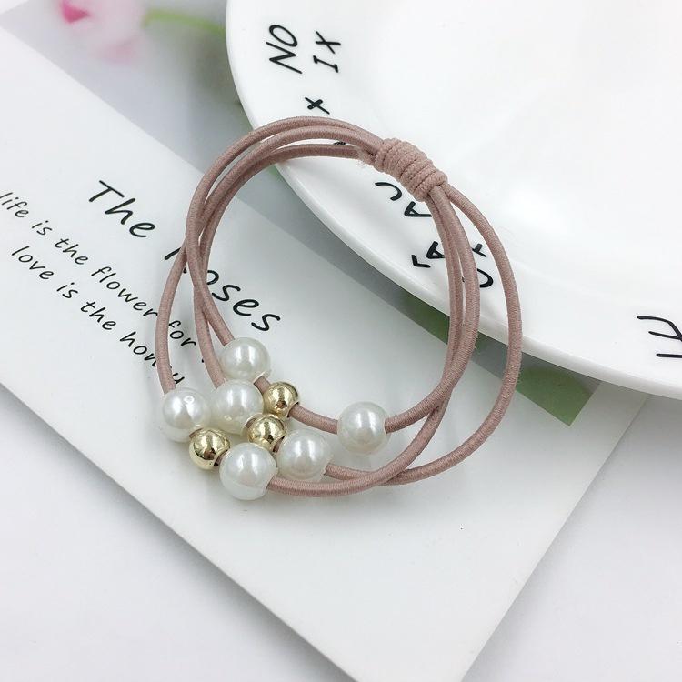 Korean Version Of The Three-strength Rubber Band High-elastic Pearl Head Rope For Women And Girls