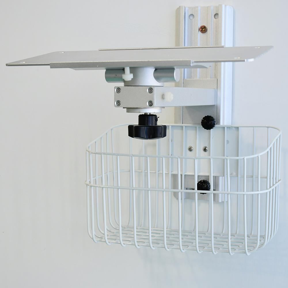 Aluminum Alloy Straight Arm Wall Mount, Device Monitor Stand with Storage Basket, Wall Mount for Monitor