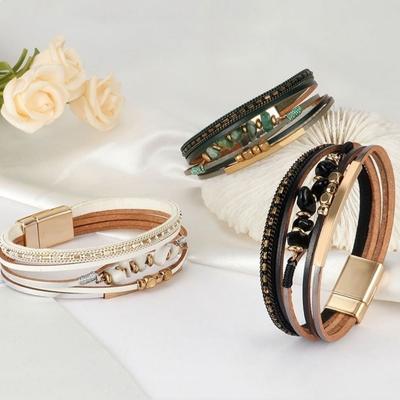 Leder Armreif Unregelmäßige Perlen Western Cowboy Armband Für Frauen Party Geschenk