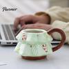 Christmas Tree Coffee Mug with Star Lid, 340ml Festive Holiday Cup for Hot Gift Girlfriend at Cocoa And Milk, Retro Curved Handle Microwave