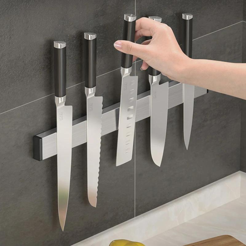 Kitchen Utensils Storage Rack 304 Stainless Steel Magnetic Knife Holders Magnet Non-punching Kitchen Rack Magnet