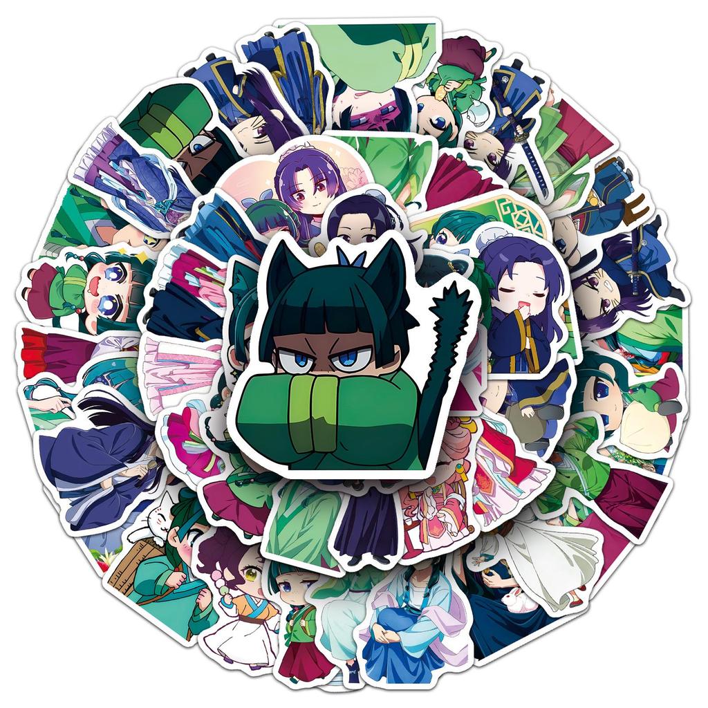 50 Fogli di Adesivi Personaggi Gatto Anime - Sussurri della Ragazza della Farmacia Tema Cartone Animato