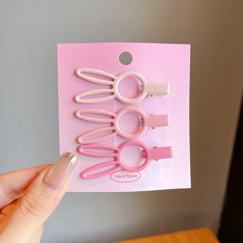 

3 шт./набор Новые детские милые розовые заколки для волос с украшением в виде бантика для маленьких девочек, классические заколки-автоматы в виде кроликов, детские аксессуары для волос