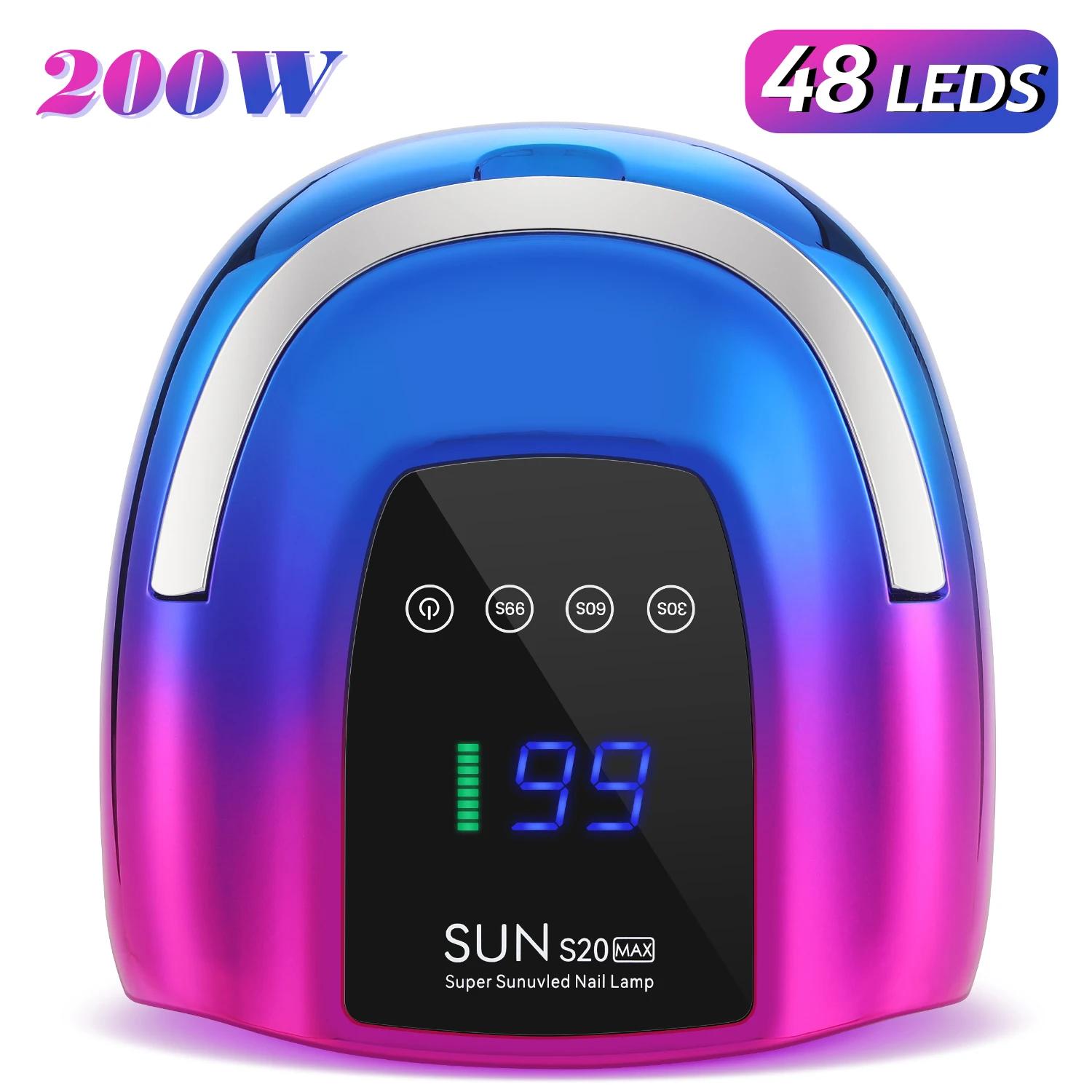 

200W UV LED Nail Lamp 48 LEDs Nail Dryer with HD LCD Display Rechargeable Manicure Lamp for Curing All Nails Gel Nail Art Tools US
