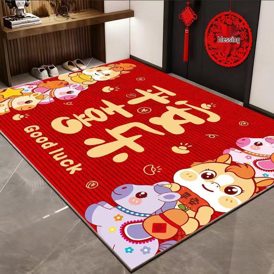 2026 Year of the Horse Red Doormat: Water Absorbent, Quick-Drying, Dirt Resistant Festive Entrance Mat